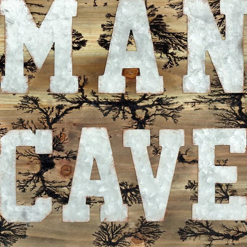 HomeRoots 16" X 16" Brown And Gray Man Cave Wood And Metal Wall Decor