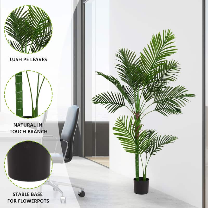 160cm Artificial Single-Stem Travelers Palm with 11 Leaves Potted Plant for Indoor Decor 1pc