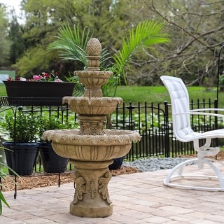 Kenroy Home Ibiza 3-Tier Floor Fountain - Sandstone - Bed Bath