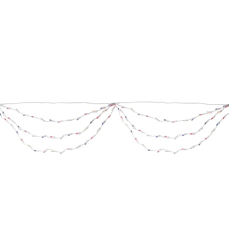 Mini Swag Christmas Light Set Red, White and Blue 6' White Wire 100Ct