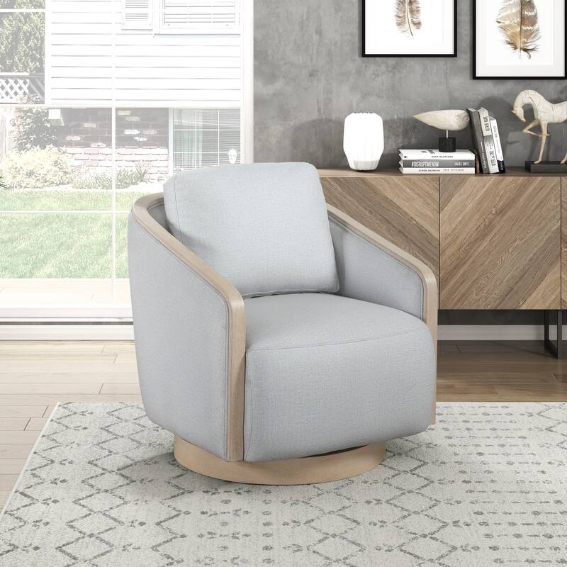 Modern Swivel Lounge Chair with Wood Trim and Luxurious Comfort