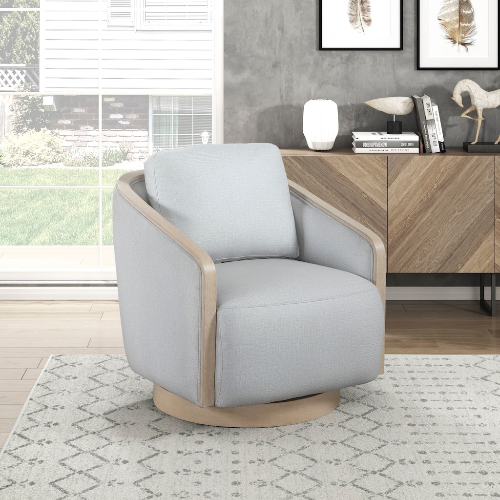 Modern Swivel Lounge Chair with Wood Trim and Luxurious Comfort