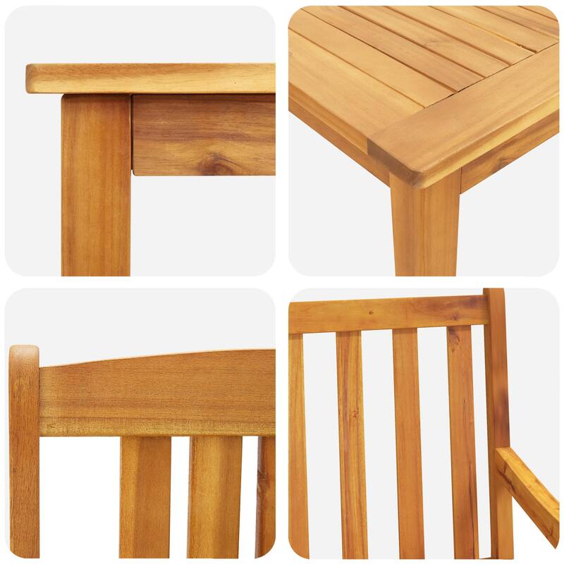 vidaXL Dining Set Set of 3 Natural wood Solid Acacia wood Tough as nails - 43.3 x 21.7 x 29.5