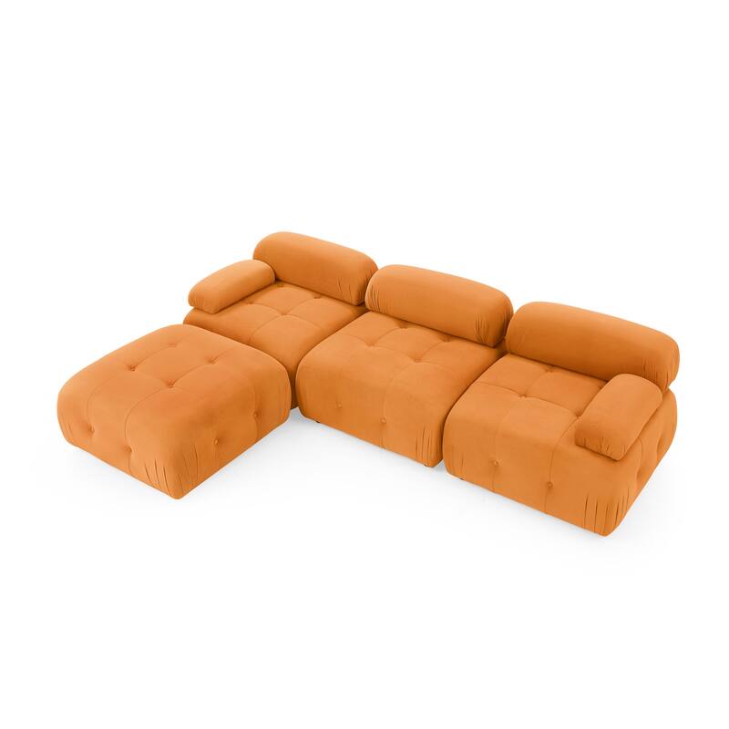 Orange 93" L-Shaped 4-Seat Sofa with Reversible Ottoman