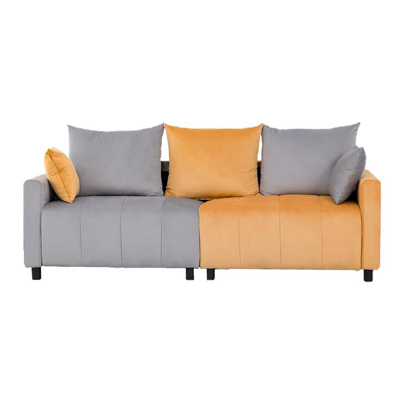 82.6" Eucalyptus 3-Seater Sofa with S-Springs & 3 Back Pillows