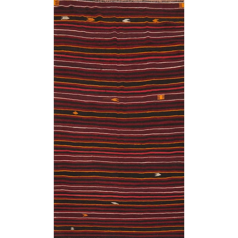 Hand Woven Oriental 100% Wool Carpet Southwestern Tribal Red Kilim Area Rug - 11' 3'' X 6' 7''