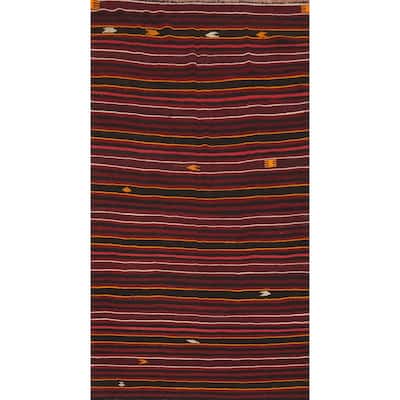 Hand Woven Oriental 100% Wool Carpet Southwestern Tribal Red Kilim Area Rug - 11' 3'' X 6' 7''