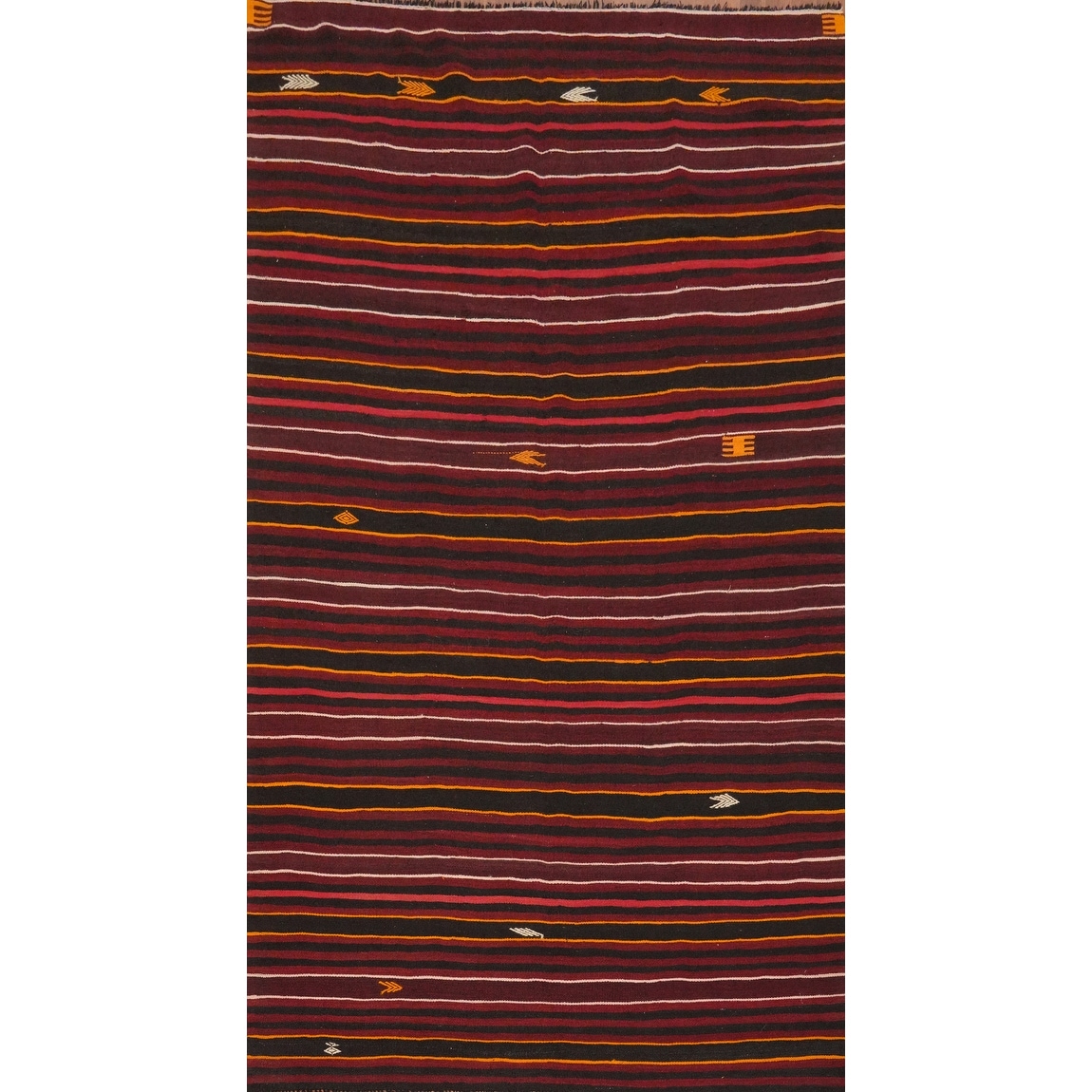 Hand Woven Oriental 100% Wool Carpet Southwestern Tribal Red Kilim Area Rug - 11' 3'' X 6' 7''