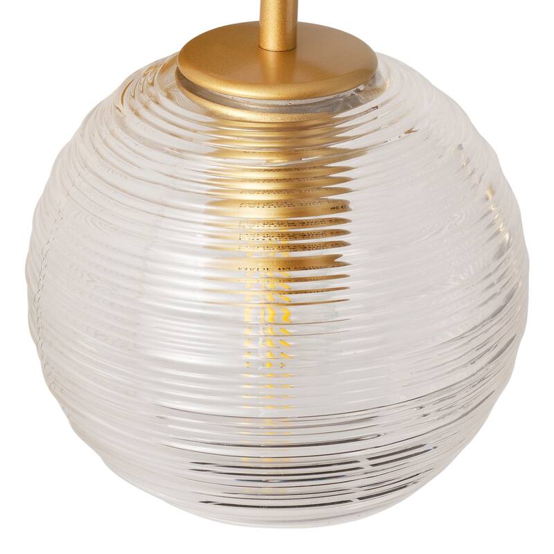 Painted Gold 3-Light Vanity Light with Clear Striped Glass Shades for Bathroom Mirror