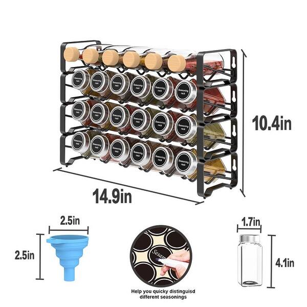 Houseware Spice Rack Organizer with 24 Empty Square Spice Jars - Bed ...