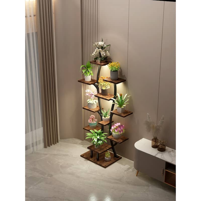 Plant Stand Indoor with Grow Lights, Indoor Plant Shelf, Metal Plant Flower Holder Stand, Vase Shape Plant Rack