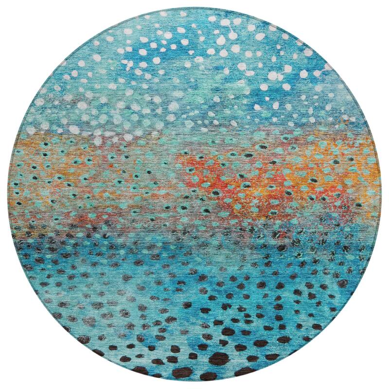 Machine Washable Indoor/ Outdoor Abstract Modern Chantille Rug