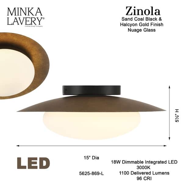 Minka Lavery 5625-L Zinola 15" Wide LED Semi-Flush Mount Ceiling