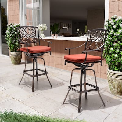VredHom Outdoor Swivel Bar Stool with Sunbrella Cushion