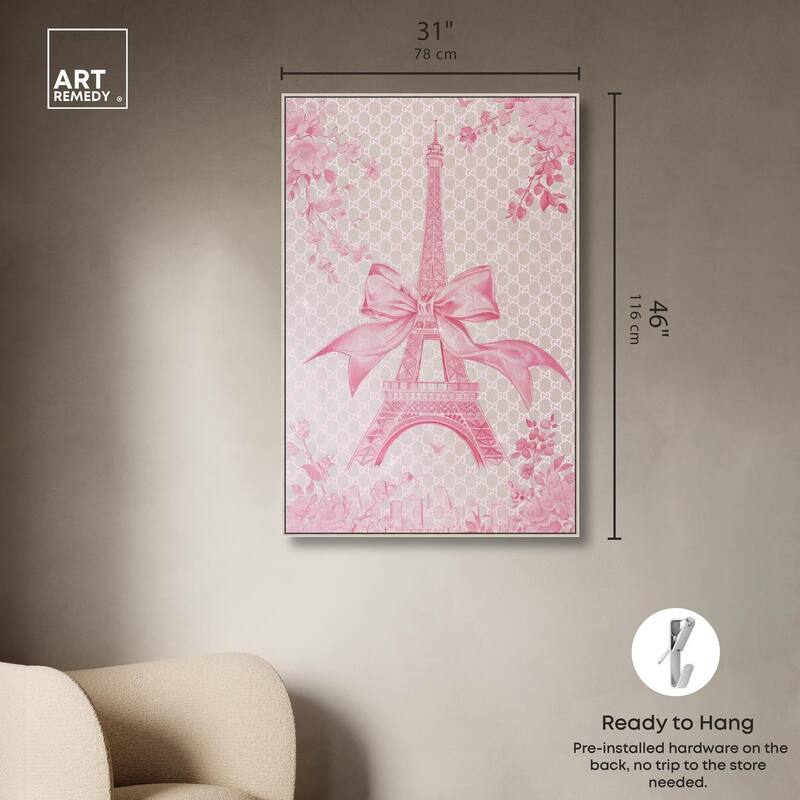 Ribbon Eiffel Tower Canvas by Art Remedy
