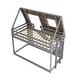 preview thumbnail 4 of 7, Twin Size Cozy and Fun Wood House Bunk Bed with Window Roof Shape Design with Ladder and Climbing Ramp, Brown+Gray