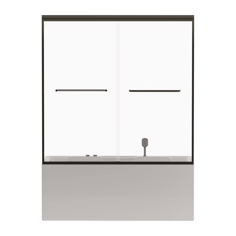 ABRUZZO 56-60" W x 58" H Double Sliding Semi-Frameless Tub Door 1/4" (6mm) Tempered Glass Aluminum Alloy Frame