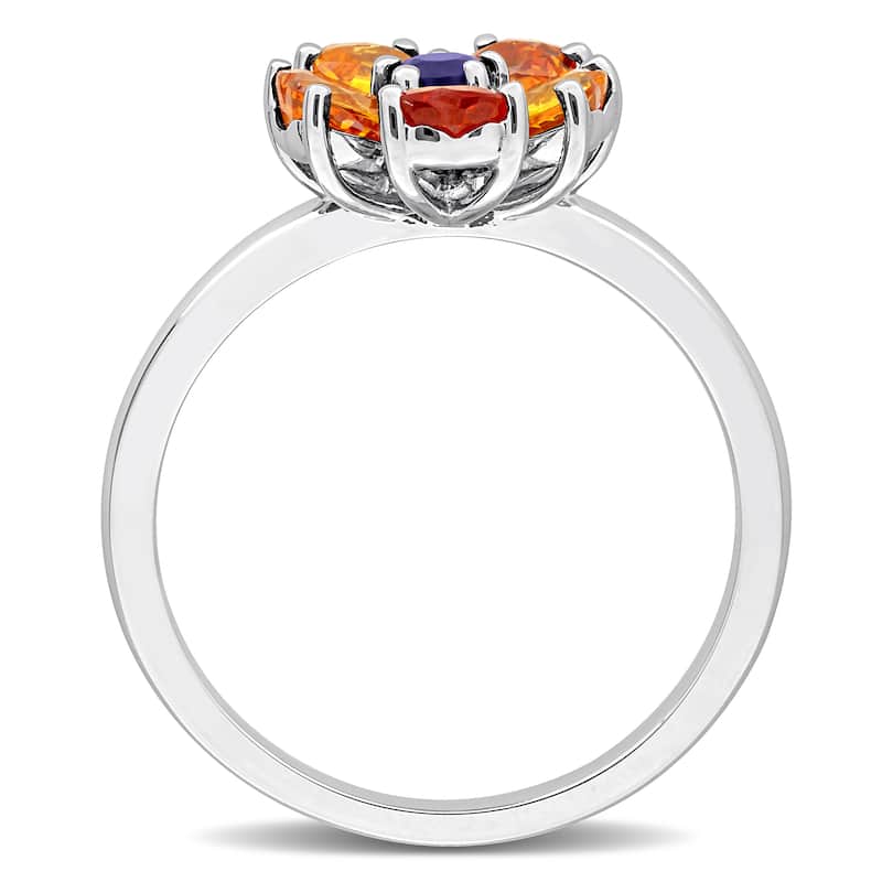 Miadora Multi-Gem Floral Ring Sterling Silver