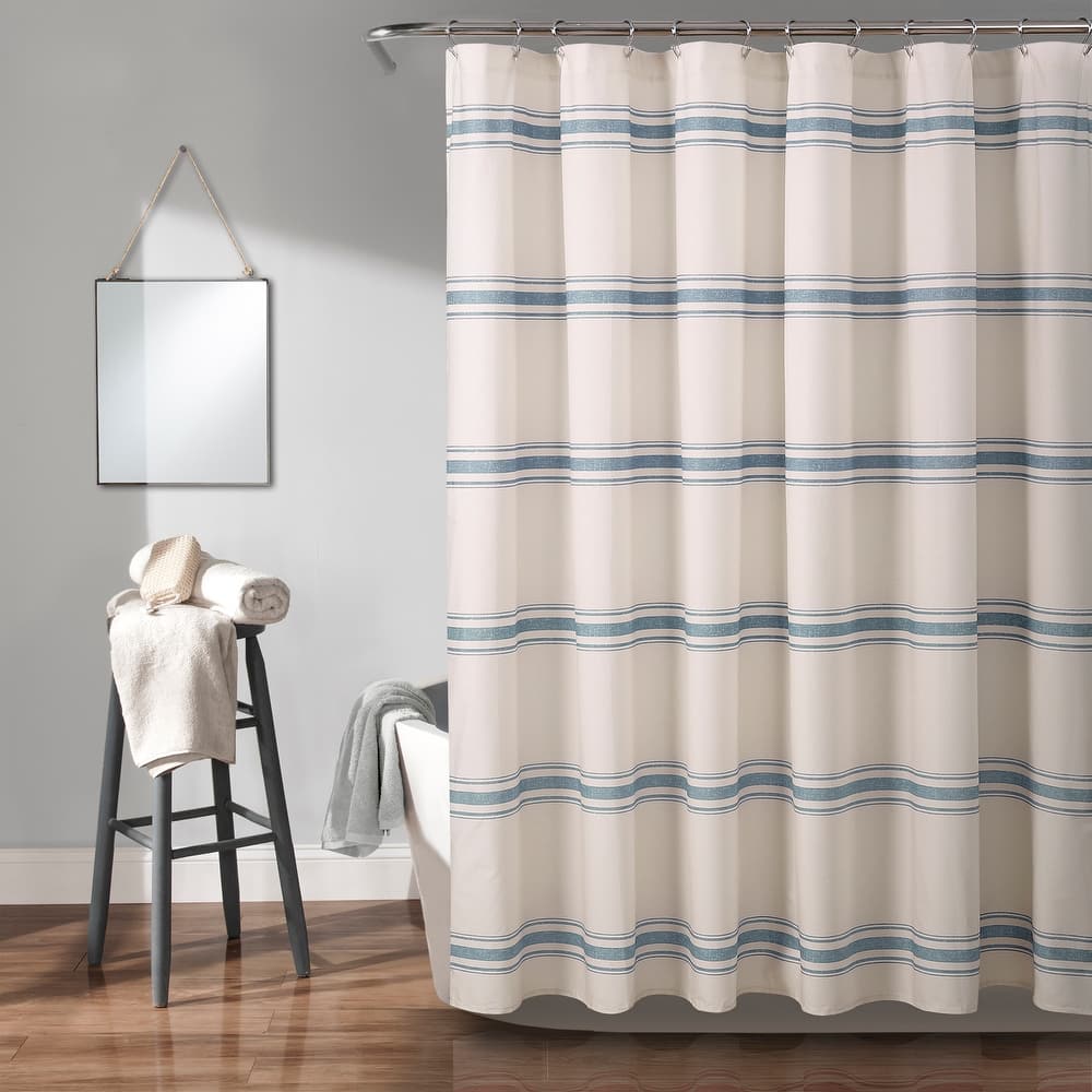 Lush Decor Farmhouse Stripe Shower Curtain