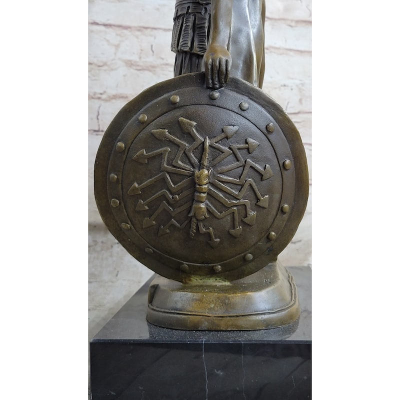 Art Deco Large Odysseus Roman Warrior Bronze Sculpture Marble Base Figure Decor