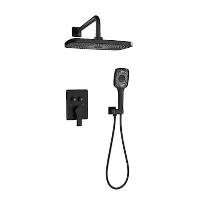 Pressure Balanced 4-Spray 12 in. x 8 in. Dual Shower Head Wall Mount Fixed and Handheld Shower Head 2.5 GPM