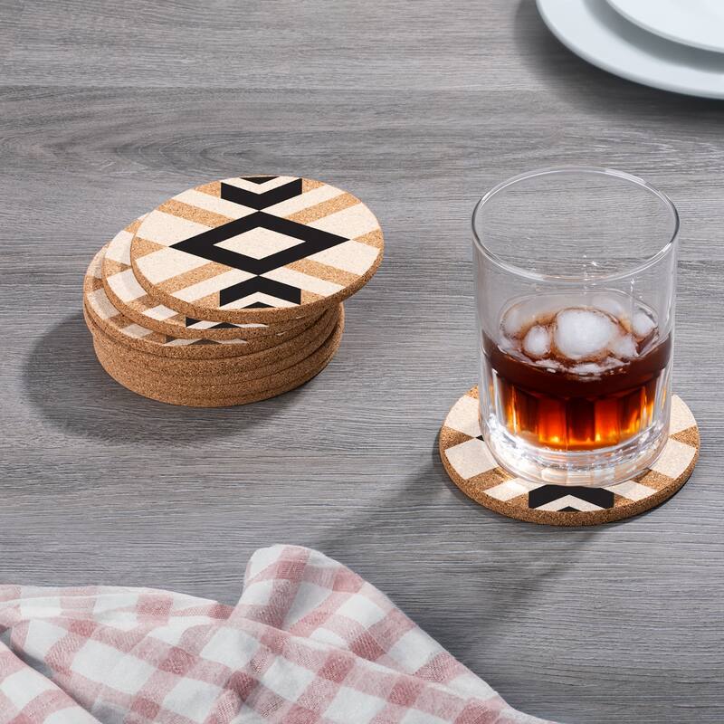 Southwest Pattern 4 Pack Absorbent Cork Coaster Made in The USA 4" Round