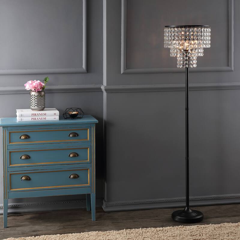 Cayla 60" Crystal/Metal Floor Lamp, Bronze / Clear by JONATHAN Y - 60" H x 14" W x 14" D
