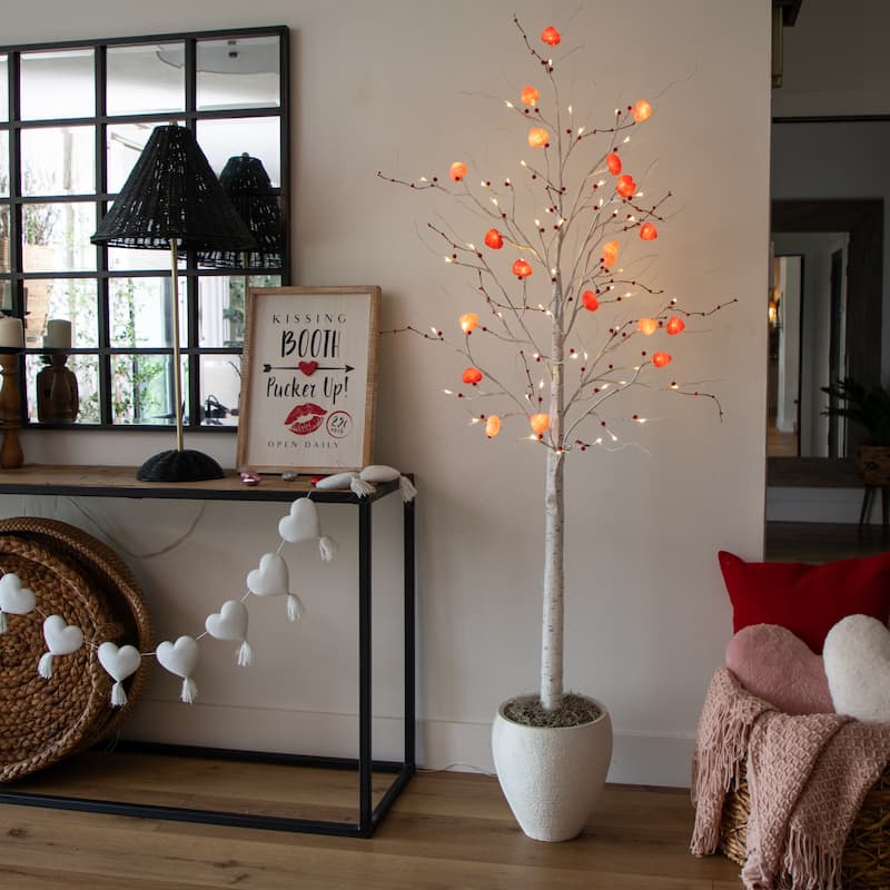 6-ft Pre-Lit Valentine's Day Twig Tree with 96 Heart Shaped LED Lights