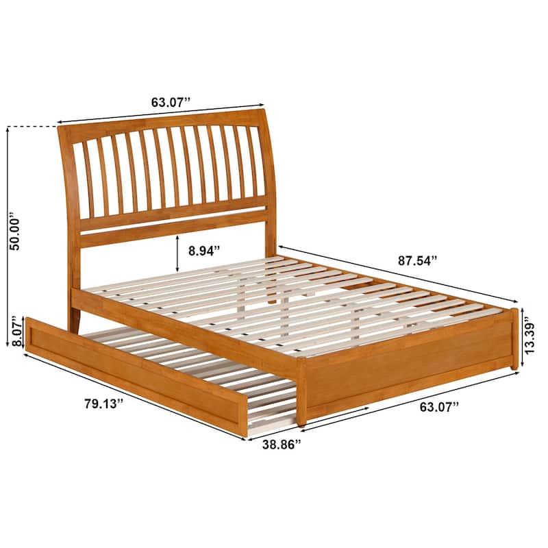 Roslyn Platform Bed with Modern Panel Footboard and Twin XL Trundle