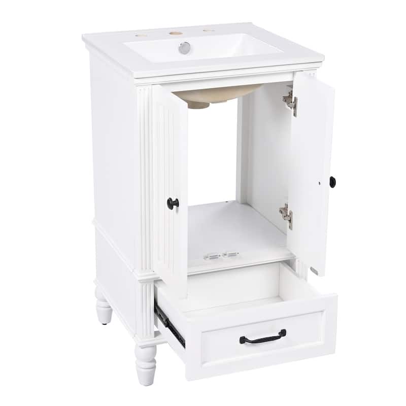 20" Bathroom Vanity with Sink,Two Doors and Adiustable Foot Pads
