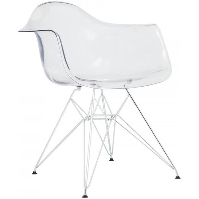 Clear Modern Plastic Armchair With Arms Wired Chrome Dining Chair Kitchen Desk Work Home Office