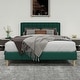 preview thumbnail 66 of 91, Caxkun Upholstered Platform Bed Frame with Wingback headboard