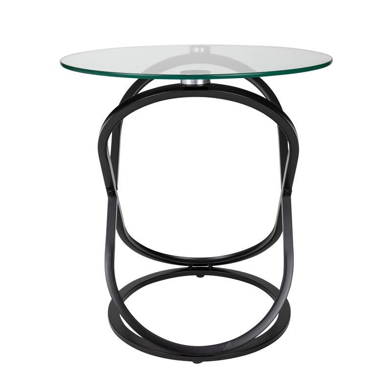 Danya B Galaxy Tempered Glass Round End Table