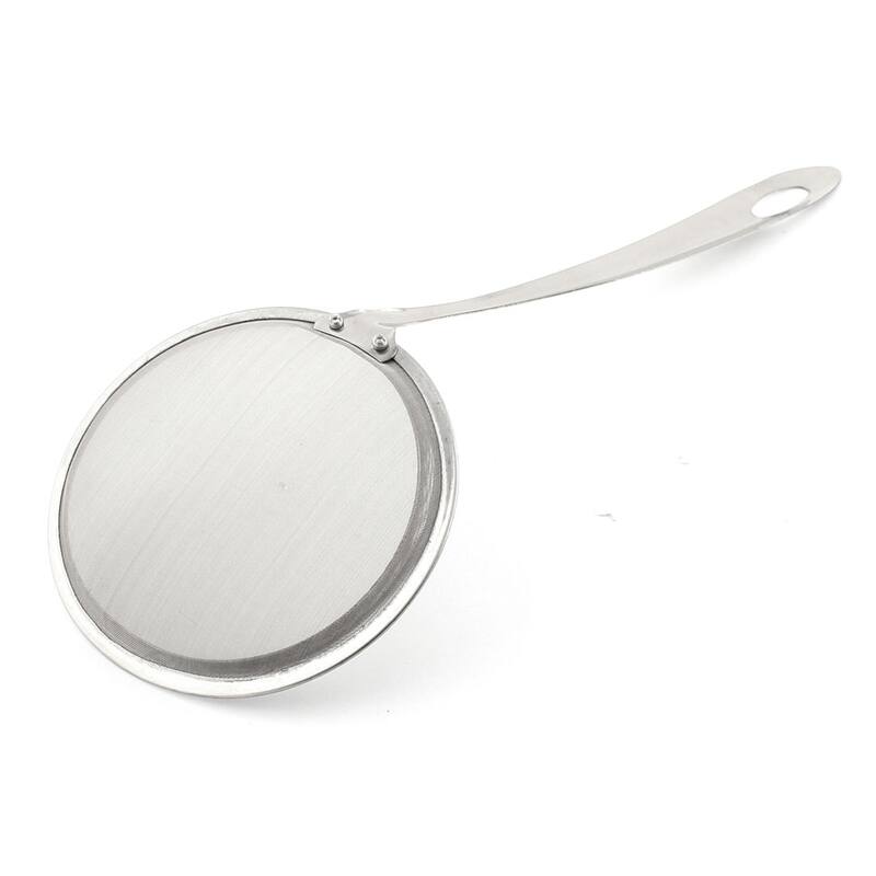 Household Kitchenware Metal Oil Grease Mesh Strainer Spoon Ladle Colander Sieve - Silver Tone - Silver Tone - 1 Piece