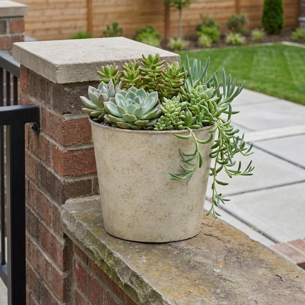 HomeRoots 7" Silver Recycled Plastic Indoor Outdoor Round Pot Planter