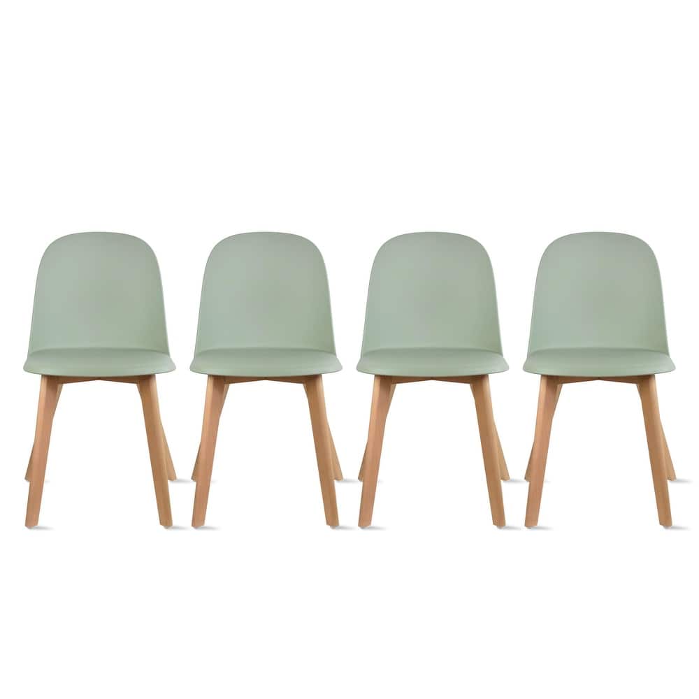 Set of 4 Plastic Dining Side Chair Wood For Event Kitchen Office Event Garden Patio Cafe Indoor Outdoor