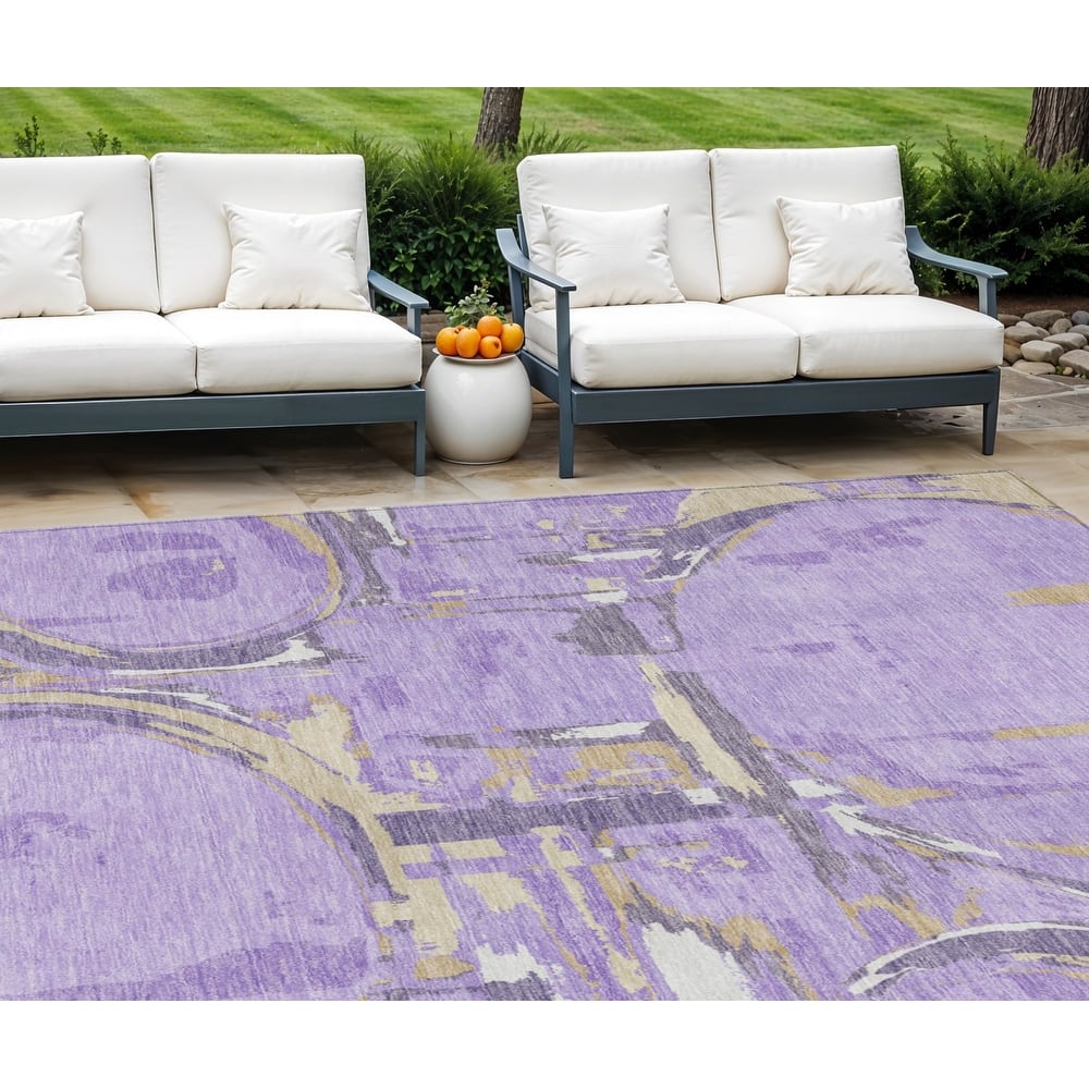 HomeRoots Geometric Transitional Rectangle Outdoor Rug