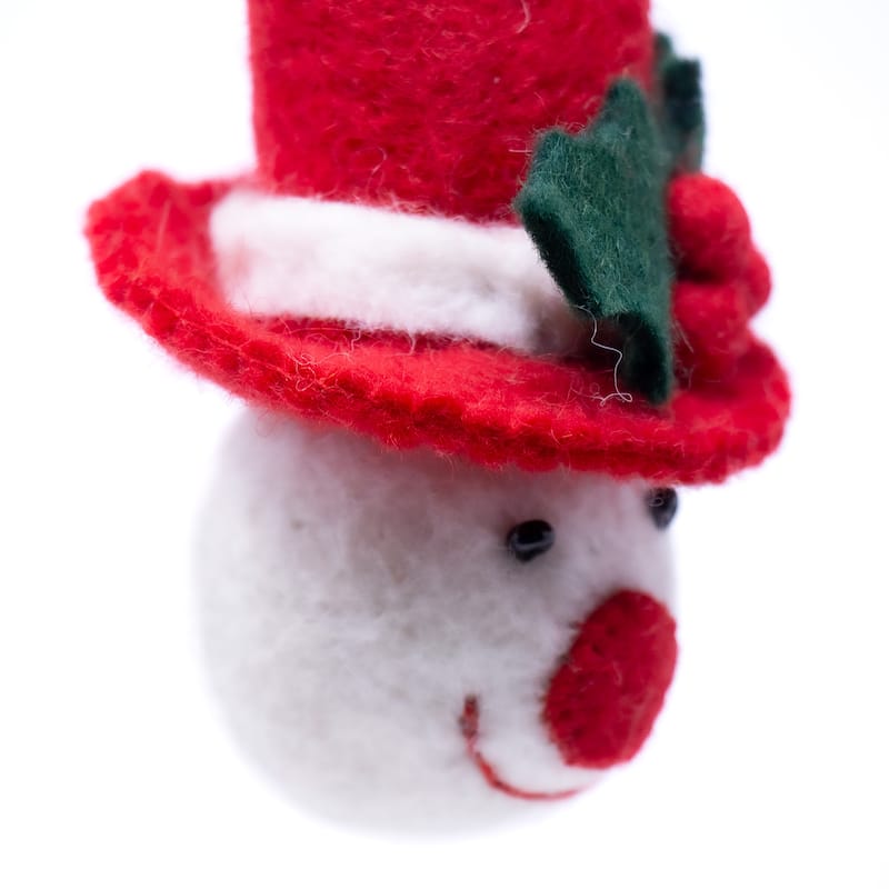 Happy Penguin and Top Hat Santa Handmade Felt Ornaments, Set of 2