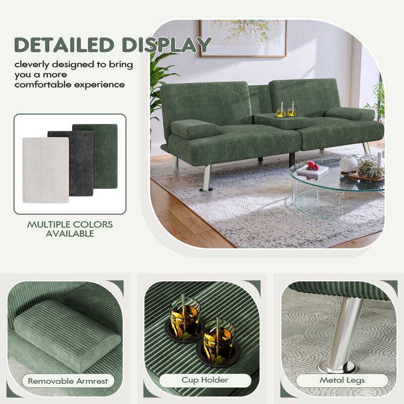 Furniwell Futons Folding Soft Cushion Sofa Bed with Adjustable Backrest Sofa