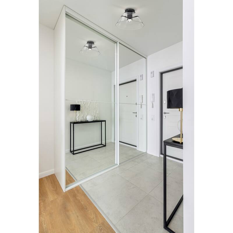 Edmond - 17 Inch LED Semi Flush - Matte Black with Clear Glass