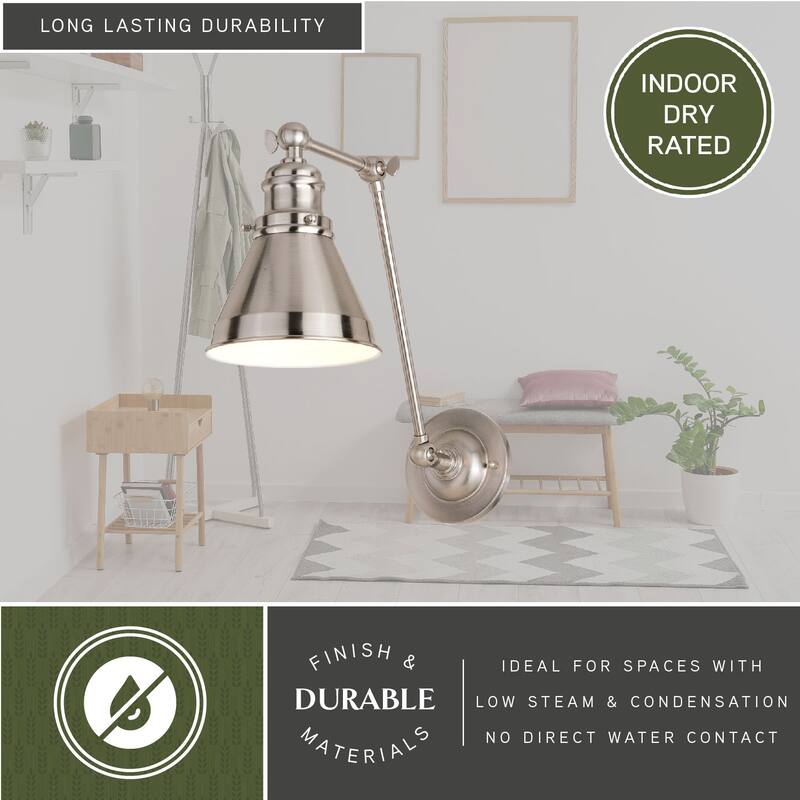 Alexis Reading Light Adjustable Swing Arm Wall Lamp with Metal Shade