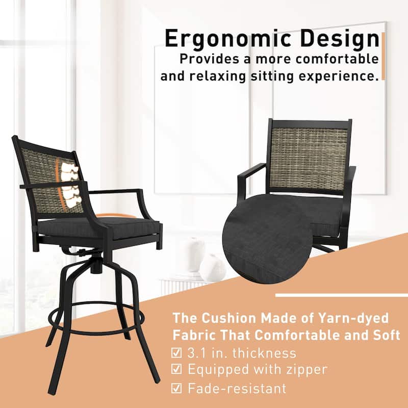 Outdoor Patio Brown Aluminum Swivel Bar Stools (Set of 2)