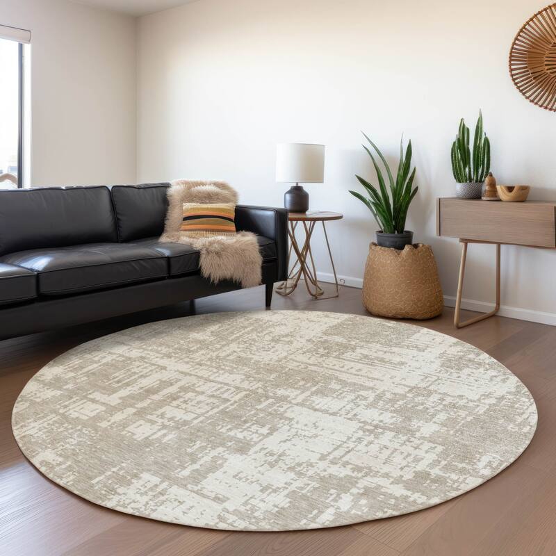 Premium Washable Super Soft Abstract Pixel Mayfield Rug - Taupe - 8' x 8'