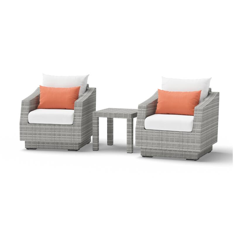 Cannes 3 Piece Aluminum Outdoor Patio Club Chairs & Side Table