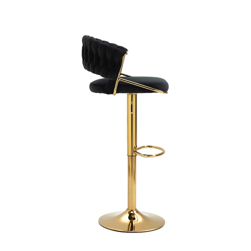 Set of 4 Modern Velvet Adjustable Bar Stools with Backs