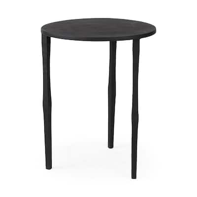 20 Inch Black Round Iron End Table with 3 Leg Base for Living Room - 16" x 16" x 20"