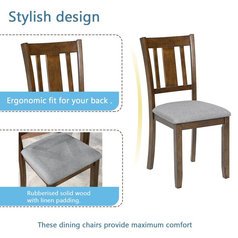 5 Piece Standard Height Dining Table Set with Square Table and 4 Upholstered Chair for 4 Person, for Home Bar and Kitchen