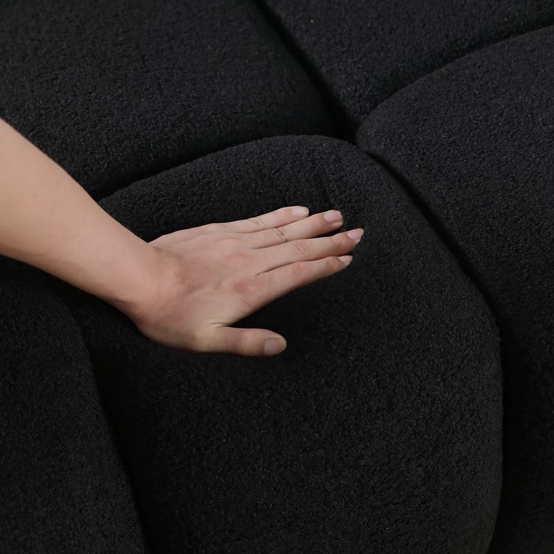 Two Sizes Of Teddy Velvet Upholstered Sofa