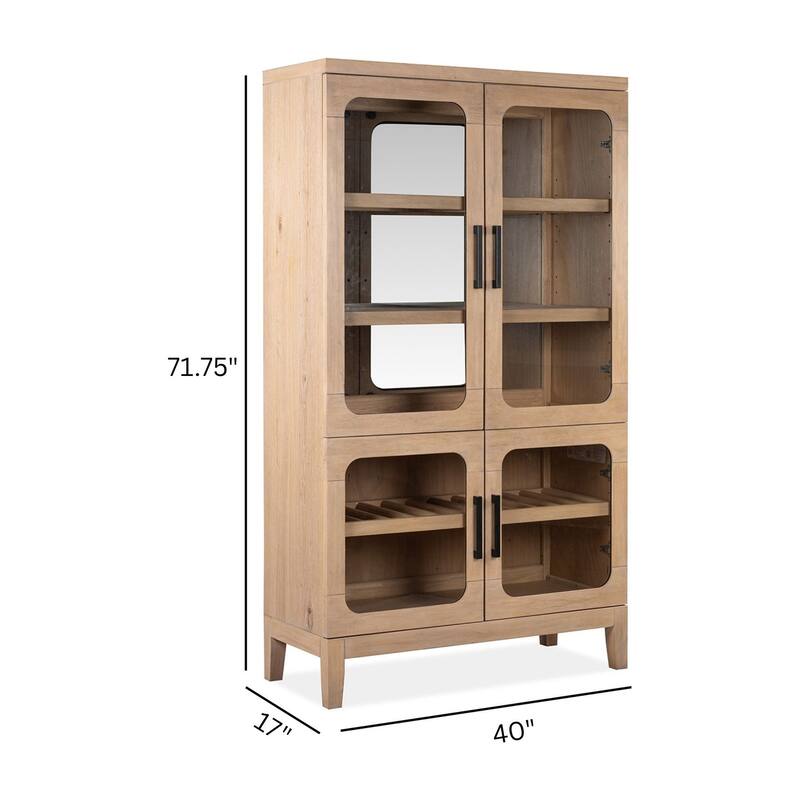 Magnussen Home Somerset Butternut Buffet Curio - 40''W x 17''D x 71.75''H