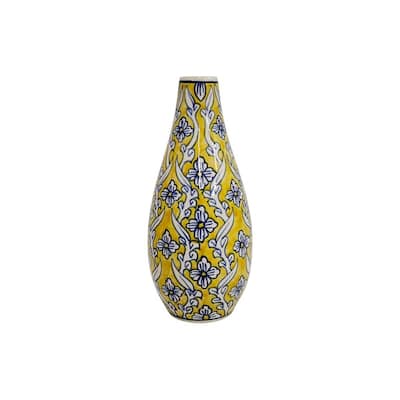 Home&Manor Ceramic Slim Vase Yellow